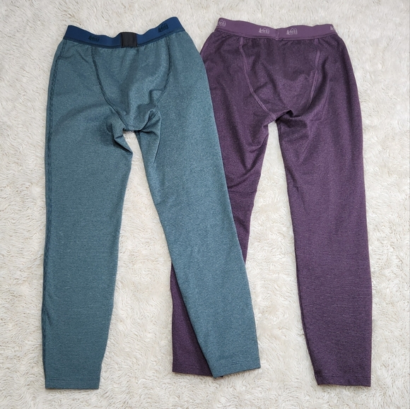REI Co-op Midweight Base Layer 2 Piece Bottoms In Teal & Purple Girls Small Sz 8 - Picture 3 of 5